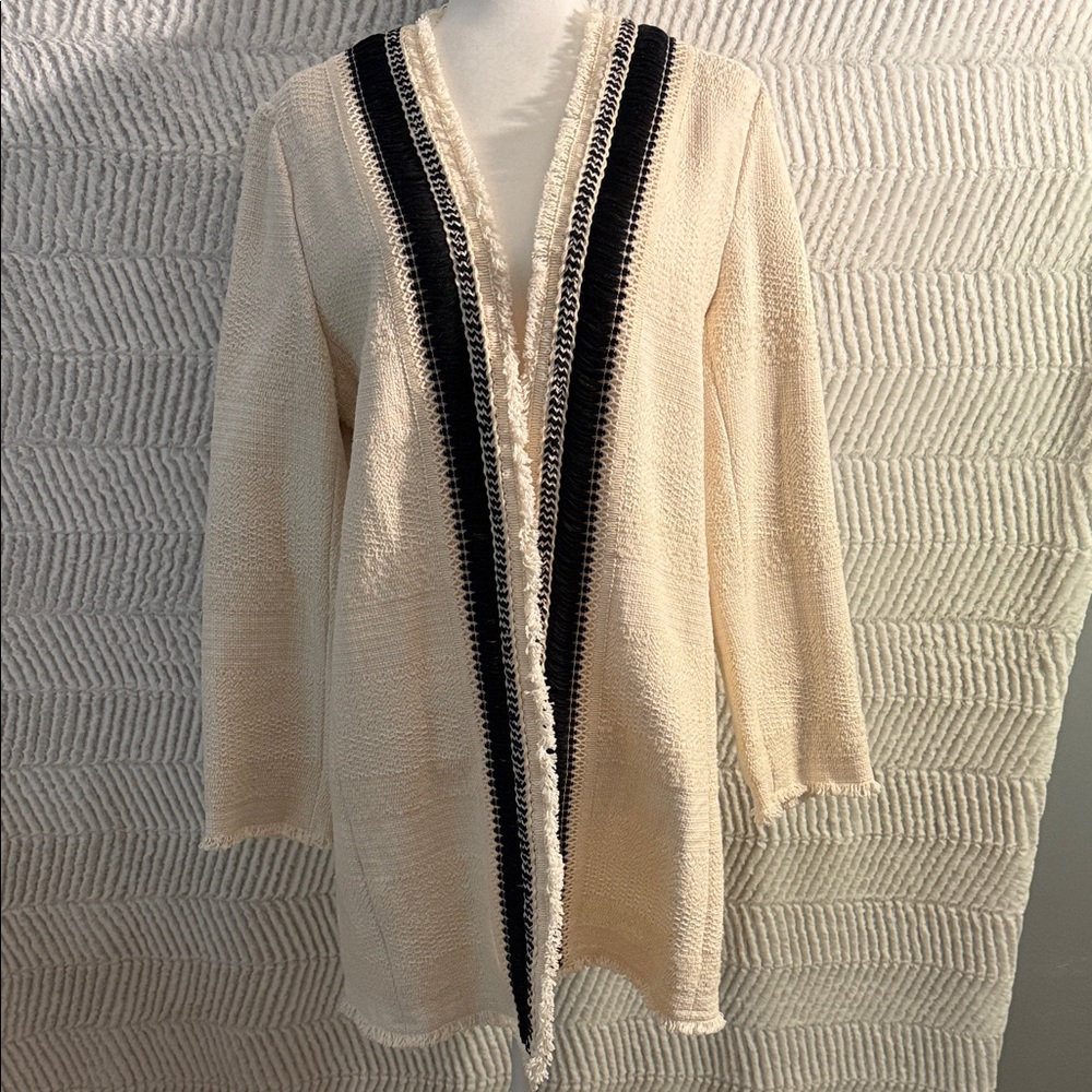 Chico’s textured trim cardigan